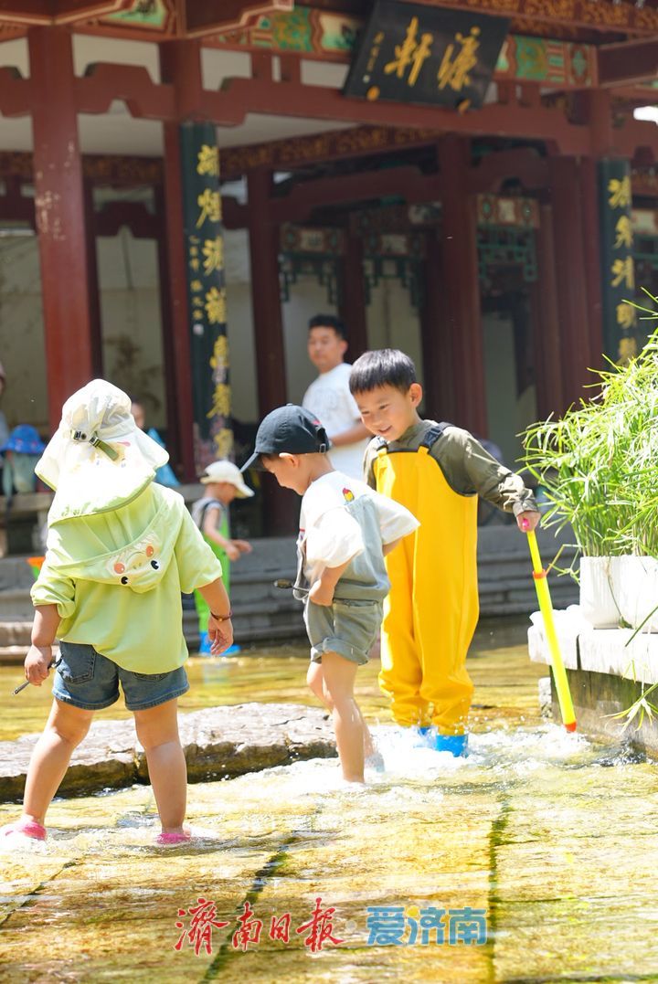 高温“烤”验,五龙潭公园成亲泉戏水“遛娃胜地”