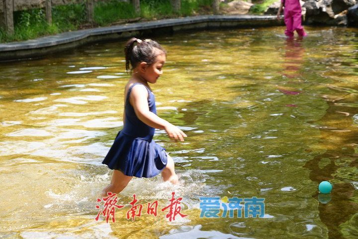 高温“烤”验,五龙潭公园成亲泉戏水“遛娃胜地”