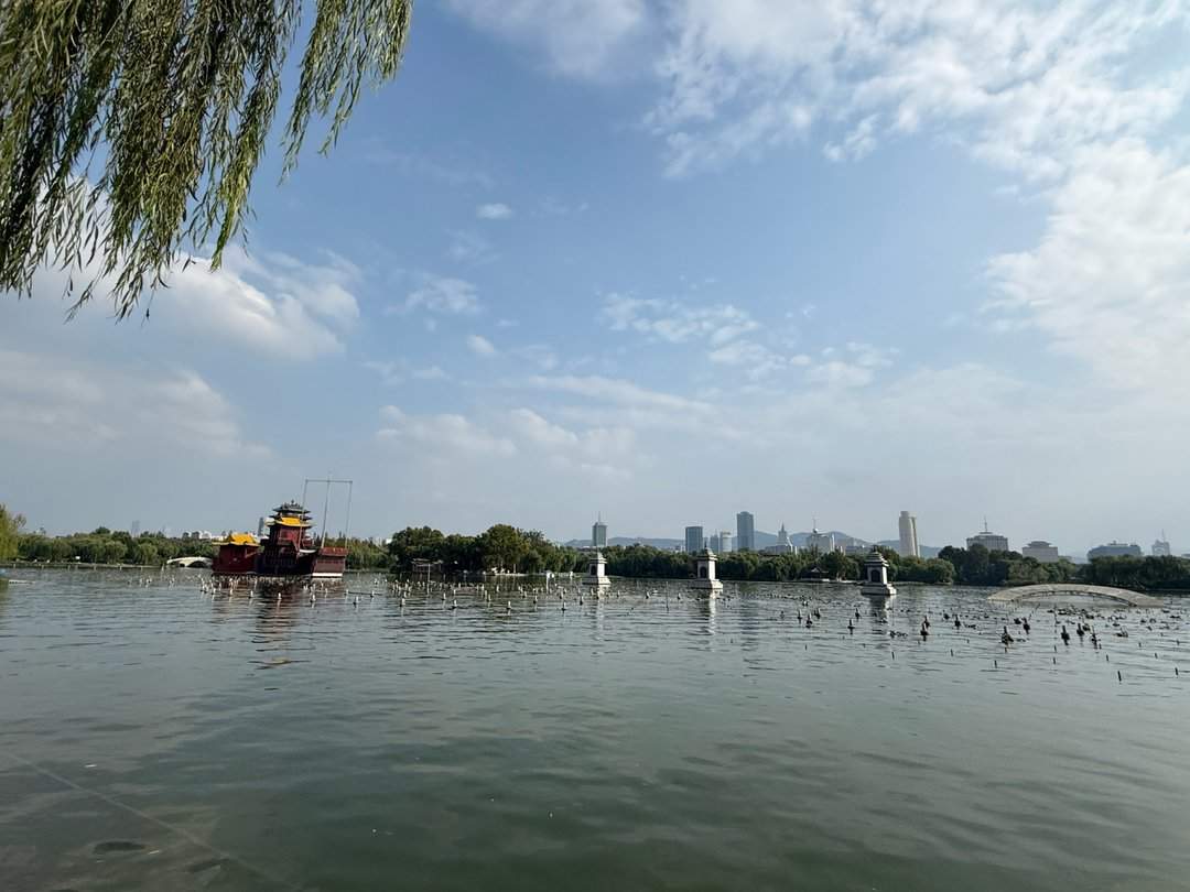 济南大明湖：杨柳依依里，湖光山色新