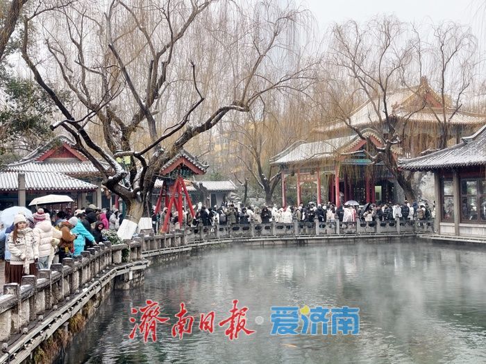 一年四季 泉在济南丨雪润泉城！趵突泉再现“云雾润蒸”胜景