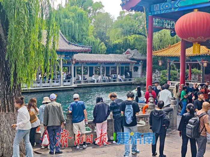 一年四季 泉在济南丨高位稳驻泉韵盎然 趵突泉29.21米水位持续在线引客打卡